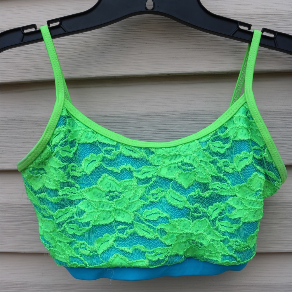 Green and blue bra top
